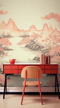 Vintage wallpaper art furniture painting.