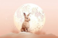 An antique chinese isolated full moon with rabbit on sky rodent animal mammal.