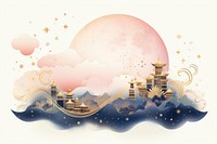 An antique chinese isolated moon on sky pattern tranquility creativity.