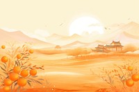 An antique chinese traditional orange farm landscape outdoors nature.