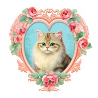Cat illustration printable sticker mammal animal kitten.