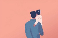 Son on father shoulder cartoon adult cute.