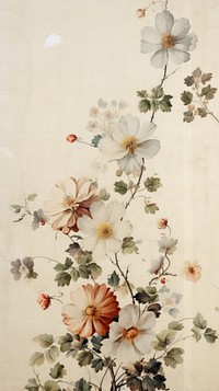 Flowers vintage wallpaper painting pattern plant.