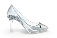 Glass high heel footwear white shoe.