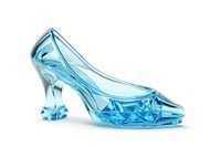 Glass high heel footwear shoe white background.