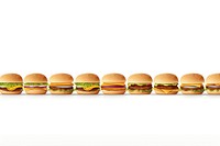 Burger line horizontal border food white background copy space.