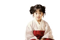 Korean child robe white background hairstyle.