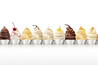 Ice cream line horizontal border dessert food white background.