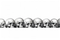 Skull line horizontal border white background accessories photography.