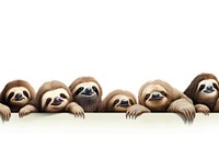 Sloth line horizontal border wildlife animal mammal.