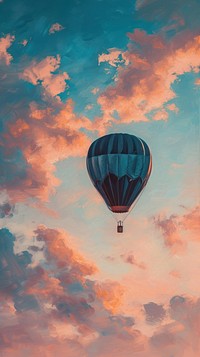 Minimal space Air balloon on the pastel sky aircraft vehicle transportation.