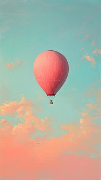 Minimal space Air balloon on the pastel sky aircraft vehicle transportation.