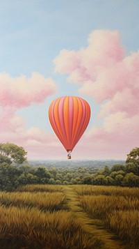 Minimal space hot air balloon aircraft outdoors transportation.