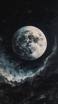 Minimal space Night sky on moon night astronomy painting.
