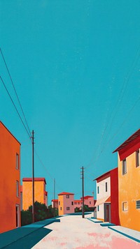 Minimal space summer town architecture outdoors painting.