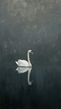 Minimal space Swan swan painting animal.