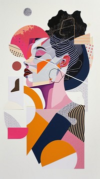 Colorful cut paper collage painting shape art.