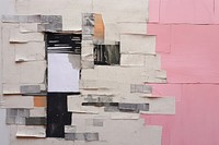 Abstract building ripped paper collage art architecture.