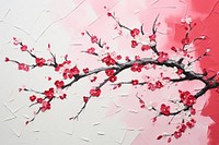 Abstract cherry blossom ripped paper flower plant art.