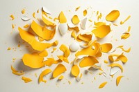 Abstract egg shells ripped paper parallel effect petal food backgrounds.