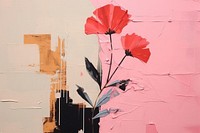 Abstract flower ripped paper art painting wall.