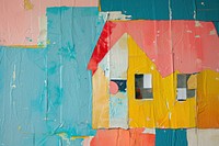 Abstract house ripped paper art architecture building.
