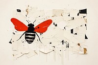 Abstract insect ripped paper art animal bee.