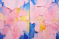 Abstract iridescent flowers ripped paper marble effect art painting collage.