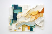 Abstract iridescent house ripped paper marble effect art collage creativity.