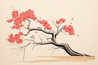 Abstract japanese tree ripped paper art painting blossom.