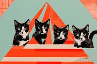 Abstract kittens ripped paper parallel effect art mammal animal.