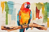 Abstract parrot ripped paper art animal bird.