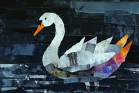 Abstract swan ripped paper art painting animal.