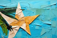 Abstract star ripped paper art plant leaf.
