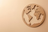 Brown paper cut out shape of the circle world globe topography astronomy.