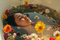 Bathtub full of flower portrait adult plant.