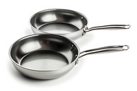 Set of Cooking silver pans wok white background simplicity.