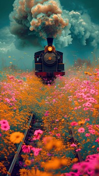 Story background flower train outdoors.