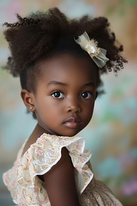 Adorable African American little girl portrait child studio shot.