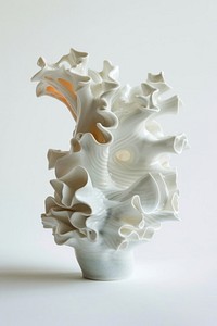 One piece of white ceramic art made by kid porcelain vase invertebrate.