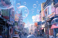 Dream bubble vehicle street city.