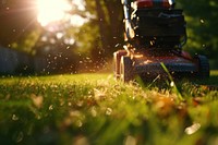 Mowing the lawn plant grass sunlight.