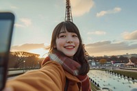 Japanese girl selfie smile photo.