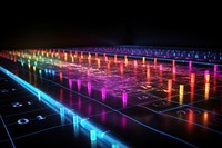 Visualization of quantum algorithms glowing illuminated electronics.