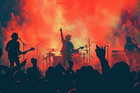 A Silhouette of people raise hand up in concert music silhouette musician.