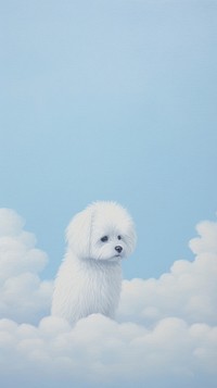Dog on pastel cloud sky animal mammal pet.