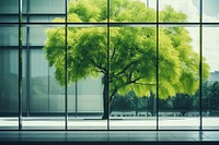 Sustainable glass building tree architecture branch.
