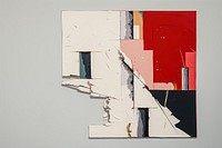 Abstract building ripped paper collage art painting architecture.
