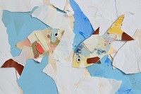 Abstract fish ripped paper collage art backgrounds.