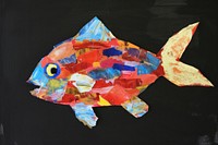 Abstract fish ripped paper art animal toy.